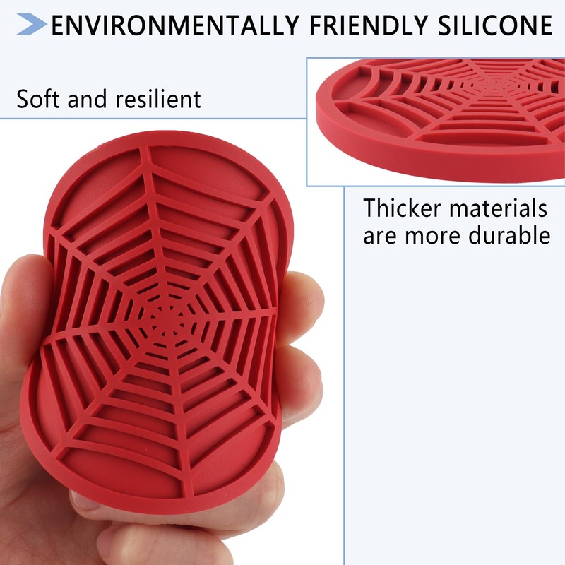 4PCS Silicone Car Coasters,Unique Spider Web Non-Slip Car Cup Holder