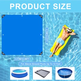 Square Swimming Pool Ground Cloth, 12Ft Waterproof Heavy Duty Swimming Pool Liner Pad Ground Cloth Mat for above Ground Protector Pad Pool Tarp, Blue