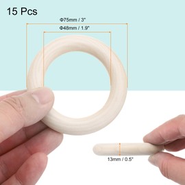 MECCANIXITY 10pcs 3" Unfinished Wooden Rings Smooth Natural Wood Macrame Rings for Curtain Connectors DIY Crafts Knitting Decoration Jewelry Making