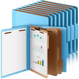 Skyygemm 24 Pcs Classification Folders Bulk 3 Dividers File Folder with Fastener 2 Prongs Pressboard Employee Folders with 3.5 Inch Expansion for Standard Medical File,Document Report (Blue)