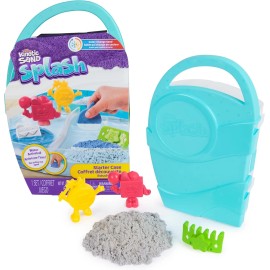Kinetic Sand Splash Starter Playset & Case with 6oz Color-Change Play Sand New