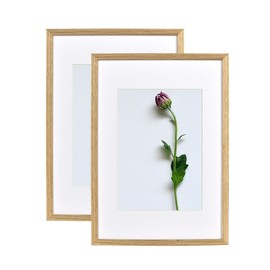 Atryinous Photo Frame A4 21 x 30 cm Oak Wood Frame with plexiglass, mounts A5 15 x 21 cm pictures, for hanging/place for certificates/posters/collages Set of 2