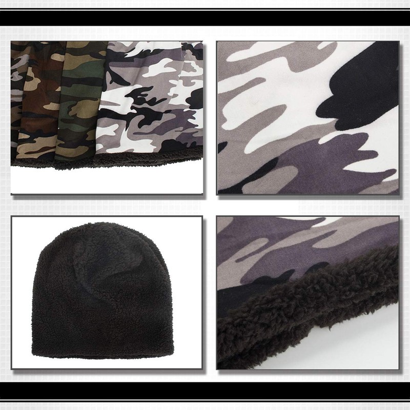 WHITE FANG CA294 Men's Knit Hat, Camouflage, Fleece-Lined, Autumn/Winter, Cold