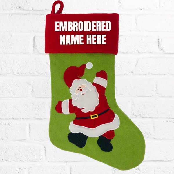 Personalized Custom Name Embroidered Christmas Stocking Santa design