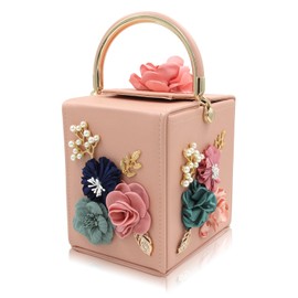 Milisente Women Flower Clutches Evening Bag Purse Handbag for Wedding (Light Pink)