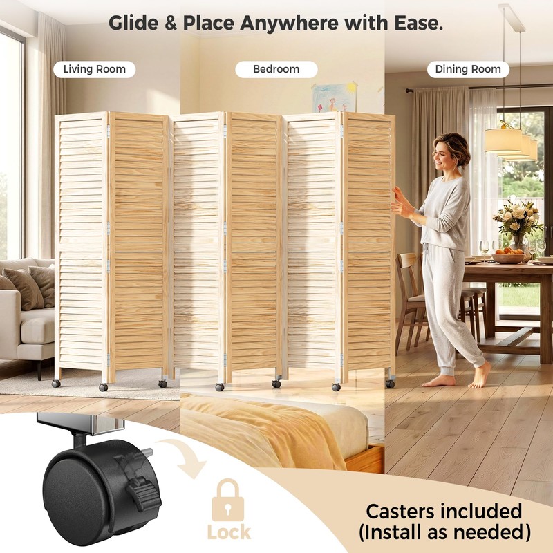 67" H 6 Panel Wood Room Divider