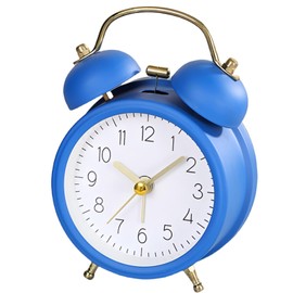 YYDS 大音量 うるさい 爆音 目覚まし時計 アナログ 置き時計 おしゃれ 振動 目覚まし アラーム 大音量 ベル 絶対起きる時計 ベル音 常夜灯付き 静音 連続秒針 電池別売 双鈴 ツインベル 子供用 室用及び装飾品に マリンブルー