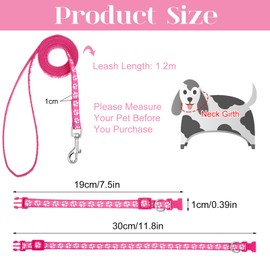 BOUMUSOE 2 Packs Dog Collar and Leash Set, Puppy Collar and Lead Set Quick Release Buckle Adjustable Paw Print Puppy Collar Soft Nylon Pet Collar for Puppy Small Dogs