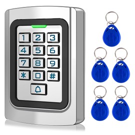 Access Control Keypad, Universal 12V 24VDC All Metal Case Digital Password PIN Code ID Keyfob Wired Door Keypad, IP68 Weatherproof, Backlight for Garage Door, Gate Opener and Access Control System