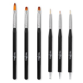 TEOYALL Nail Art Brushes, Nail Design Painting Brushes Builder Gel Brush Nail Dotting Tools Nail Fine Liner Brushes