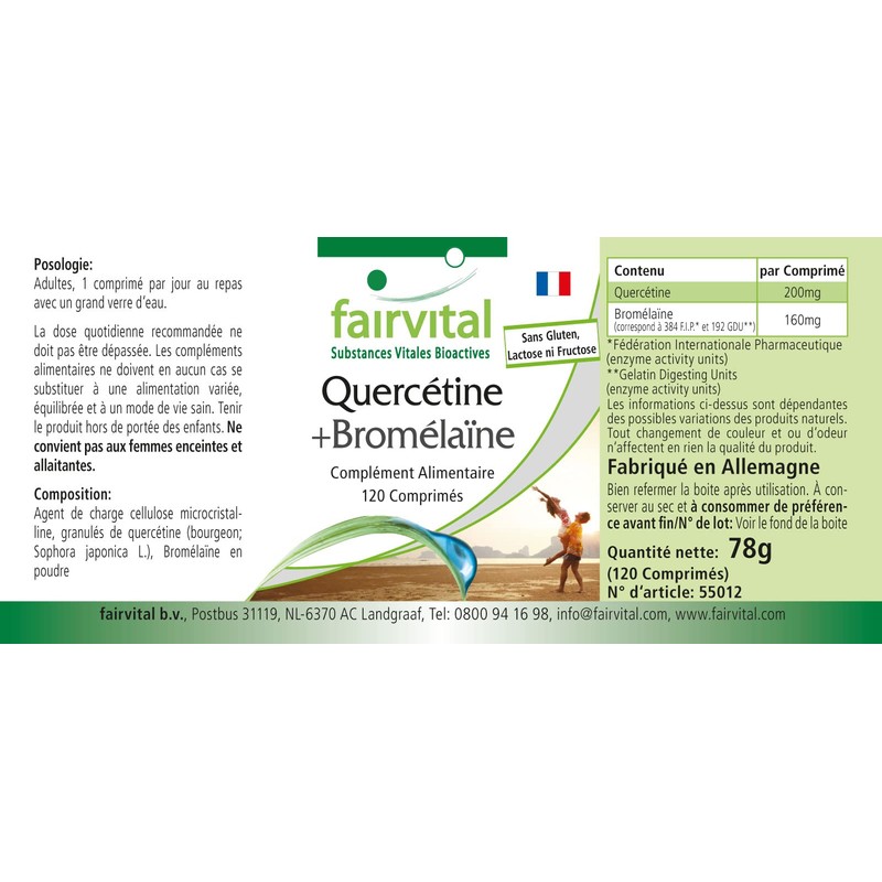 Quercetin Plus Bromelain - 120 Tablets - Vegan - Synergistic