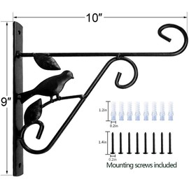Amagabeli 4 Pack Hanging Plants Bracket 10" Planter Hooks Hangers Flower Baskets Pot Bird Feeder Wind Chimes Lanterns Patio Garden for Outdoor Indoor Wall Fence Screw Mount Door Arm Black BG150