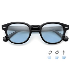 Feisedy B1152 Polarized Discoloration Sunglasses, UV400, UV Protection, Color Lenses (Dimming and Discoloration Lenses), Rounded Glasses, Night Sunglasses, Driving, blue