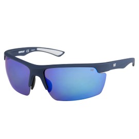 Caterpillar anteojos de sol polarizadas rectangulares para hombre, Goma mate azul marino, 71 mm