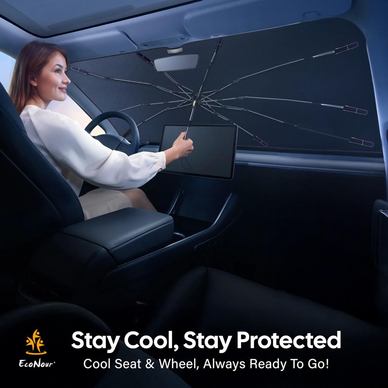 EcoNour Windshield Umbrella Sun Shade for Car | Foldable Car