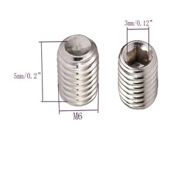 M6 x 5mm Stainless Steel Socket Set Screws Hexagon Socket Flat Head Set Screws Hexagon Socket Drive Headless Screws, Pack of 30