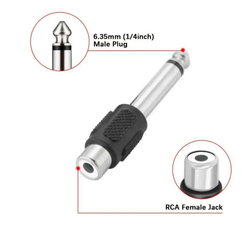 Kjzeex 6 Pack 6.35mm Male Mono Jack Plug to RCA