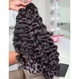 10-30inch Natural Wavy Cambodian Raw Hair Vendor Cuticle Aligned Human Hair Extensions Burmese Curly Vietnamese Raw Hair Bundlescolor: burmese curly, Stretched Length: 28 Inches