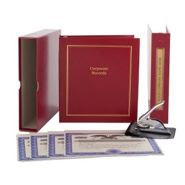 Not for Profit Corporate Kit (Red) - Binder, Slipcase, Stock Certificates, Index Tabs & Metal Corporate Seal