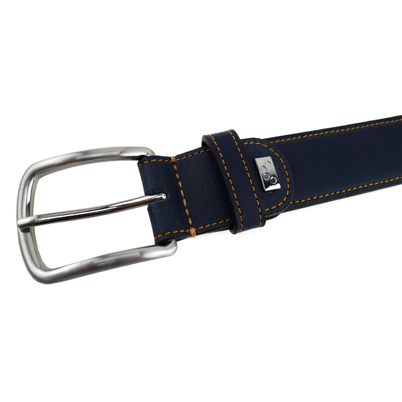 TigerTie Cowhide Leather Belt in Light Brown Buckle in Silver