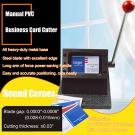 HQHAOTWU Manual Card Cutter Manual PVC Business Card Cutter All Metal PVC Card Die Cutter Manual Paper Card Steel Cutting Machine 3.4x2.1 Rounded Corner Credit Card Cutter with Long Lever Handle