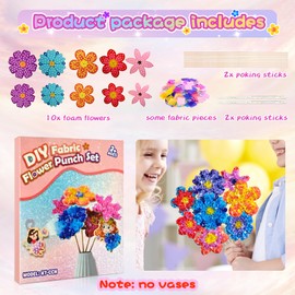 Creaher Poke-in Flower Bouquet Craft Kit, Poke-in Art Toys for Girls Presents, Arts and Crafts Kits for Kids Age 4-11, Poking Art Crafts for Girls Mom Birthday Presents Gifts Mother’s Day Gifts