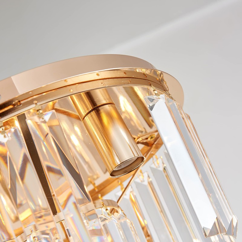 AGV LIGHTING CL006G Crystal Ceiling Light Fixture, Modern Semi Flush