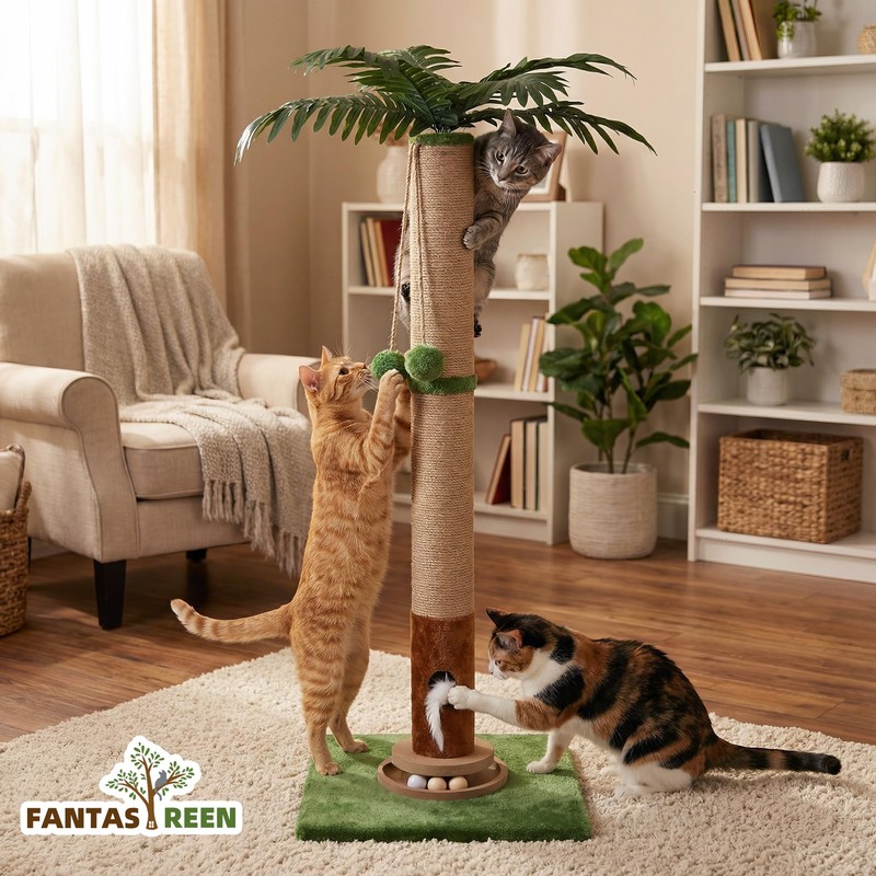 Fantasreen Cat Scratching Post 35'' Tall with Toy Mouse for