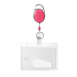 Karteo ID Card Holder with ID Card Holder Yo-Yo Pink [1 Piece] ID Card Holder with Carbine Hook and Card Case for 1 Card for ID Cards Service ID Cards
