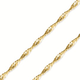 Italian Fashions REAL Solid 14K -10K Yellow or White Gold 1.1mm - 1.5mm - 2.0mm Diamond-Cut Singapore - Chain Necklace with Lobster Claw Clasp | Multiple Lengths | MADE IN ITALY (Singapore, 24.0 Inch)
