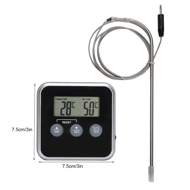 Digital Meat Thermometer Food Thermometer with Timer for Oven BBQ
