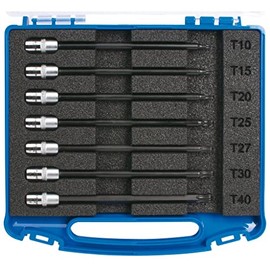 SW-Stahl 05450L Schraubendreheinsätze I 1/4 I T-Profil I T10-T40 I mit Kugelkopf I 7-teilig I Schraubendreher-Einsatz für TorxI Sechskant Einsatz Box I Bit Set für Torx