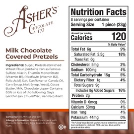 Asher's Chocolates, Chocolate Covered Pretzels, Gourmet Sweet and Salty Candy, Small Batches of Kosher Chocolate, Family Owned Since 1892 (6.5oz, Milk Chocolate)