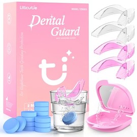 Protector antimolienda, protector bucal para rechinar dientes por la noche, protectores nocturnos para rechinar dientes para adultos, rosa + transpare