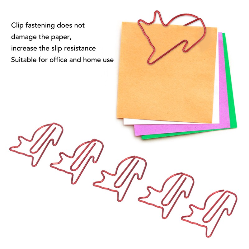 100pcs Cat Shape Paper Clips Increase Slip Resistance Rust Prevention