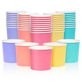 Paper Ice Cream Cups, 50-Pack 11-oz Disposable Dessert Bowls for Hot and Cold, 11-ounce, 5 Pastel Colors