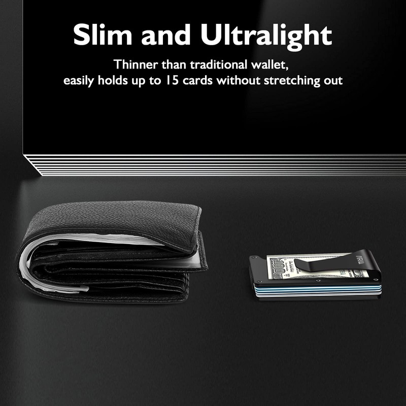 Minimalist Wallet for Men, ARW Metal Money Clip Wallet, RFID