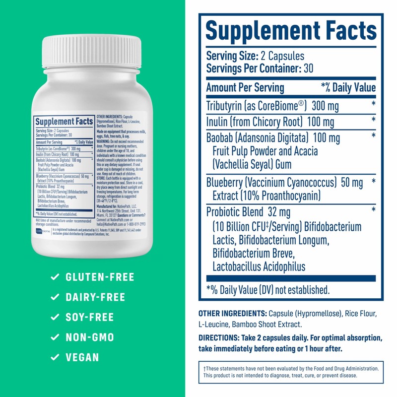 NativePath Complete Synbiotic - Pre, Pro & Postbiotic 3-in-1 for