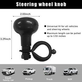 Yourkar Car Woodgrain Steering Wheel Spinner Knob, Anti Slip Automotive Power Handle Spinner, Smooth Ball Shape Aid Knob to Control Steering Wheel Easier, Car Accessories (Black)
