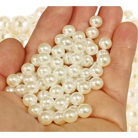Cultured Pearls Imitation Pearls Mother of Pearl ABS Wax Beads 8 mm, 800 Pieces, Without Hole, Round Faux Pearls Crafts, Decorative Beads for Vase Filler Wedding Party Jewellery (Cream)