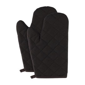 OceanSSH Thermo Heat-Resistant Oven Mitts/Gloves (Set of 2) - Superior Protection, Stylish Design | 482°F Heat Resistance, Non-Flammable Fabric-Versatile, Easy to Clean | (Black), OSSH-PV-GT-MITT-1