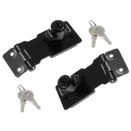 XMHF 2Pcs Keyed Hasp Locks 2.5 Inch Twist Knob Keyed Locking Hasp, Metal Safety Hasp Latches Keyed Different for Small Doors, Cabinets and Toolbox, Black