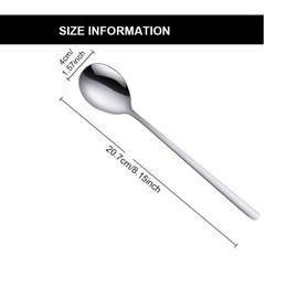 Korean Spoon,Stainless Steel Table Spoons,8.15 inch Long Handle Dinner Rice Soup Spoon Set for Home Kitchen Restaurant - 6 PCS