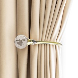PHOEWON® Pack of 2 Curtain Tiebacks Crystal Curtain Holdbacks Metal Tie Backs for Curtain (Small, Bronze)