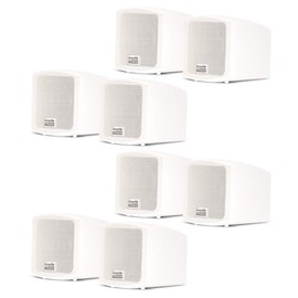 Acoustic Audio AA321W Mountable Indoor Speakers 1600 Watts White Bookshelf 4 Pair Pack AA321W-4Pr