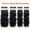 Clip in Hair Extensions Real Human Hair - Black 22