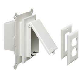 Arlington DBVS1W-1 Low Profile IN BOX Recessed Outlet Box Wall Plate Kit for New Vinyl Siding Construction, Vertical, 1-Gang, White