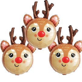 Reindeer Balloons Christmas Foil Balloons for Reindeer Themed Party Decoration Supplies Christmas Birthday Decoration Decor Ballons Arch Kits Party Balloon Set 3pcs