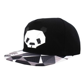 White Fang CA317 Flat Brim Hat, Cap, Panda, Animal, Cute, Casual, Men's, Women's