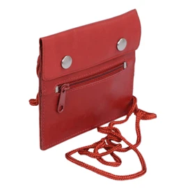 LEAS Travel Line Neck Pouch Real Leather Red, red, Neck pouch